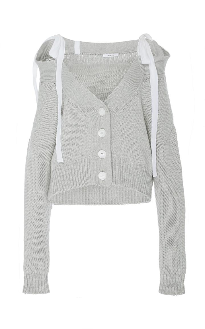 Adeam Light Grey Chunky Off-the-shoulder Cardigan