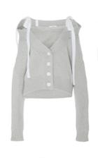 Adeam Light Grey Chunky Off-the-shoulder Cardigan
