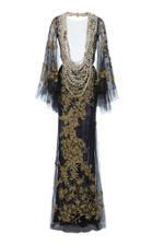 Marchesa Pearl Necklace Embroidered Gown