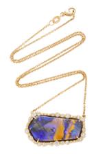 Kimberly Mcdonald One-of-a-kind Boulder Opal Pendant With Signature Irregular Diamonds Set In 18k Yellow Gold