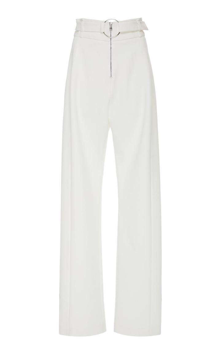 Sally Lapointe Zip Front Crepe High-rise Straight-leg Pants