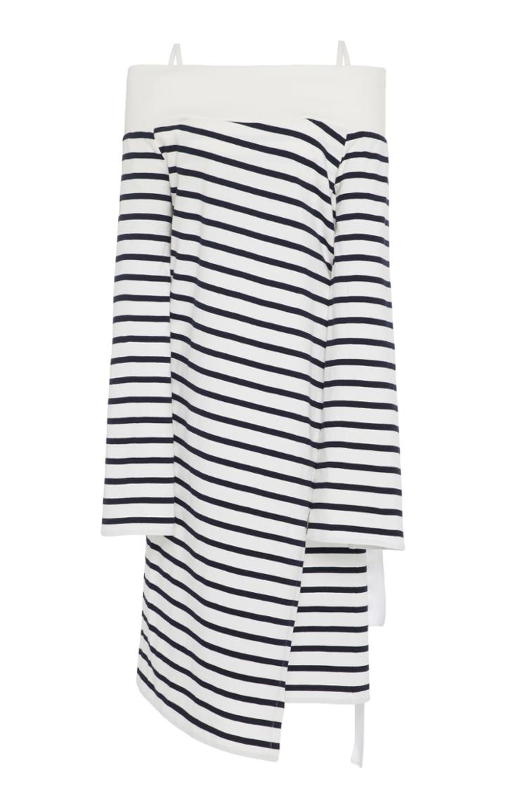 Goen.j Off-the-shoulder Striped Jersey Wrap Dress