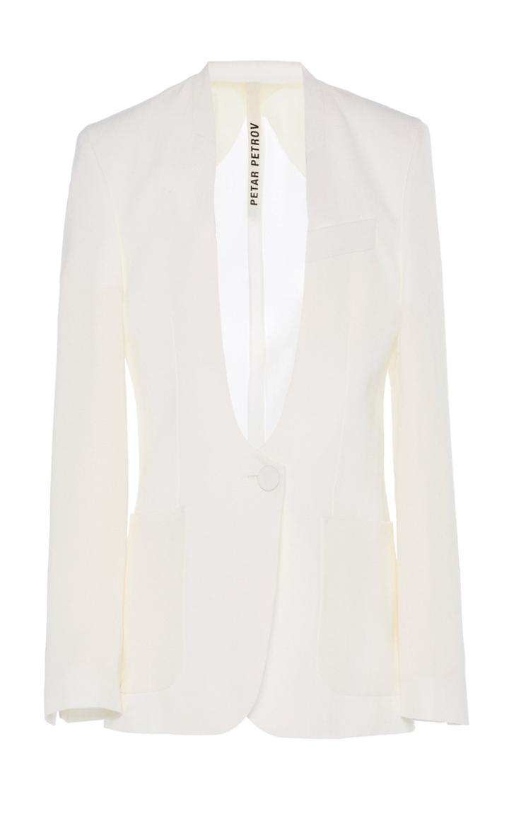 Moda Operandi Petar Petrov Jaclyn Collarless Silk-blend Blazer Size: 32