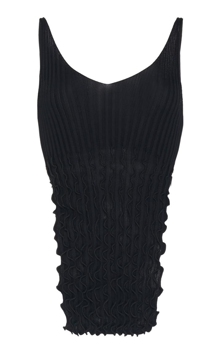 Moda Operandi Peet Dullaert Slit Frill-detailed Ribbed-knit Tank Top Size: 36