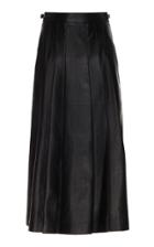 Gabriela Hearst Wesley Pleated Leather Midi Skirt