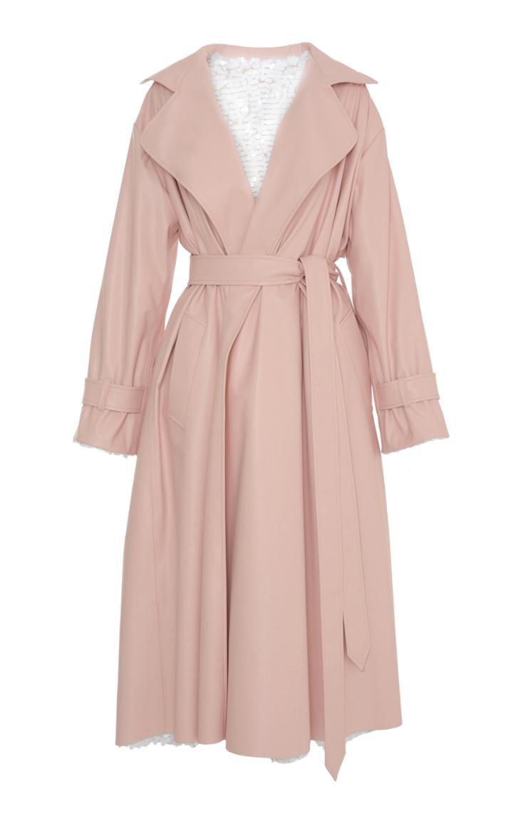 Anouki Reversible Sequined And Leather-effect Trench Coat