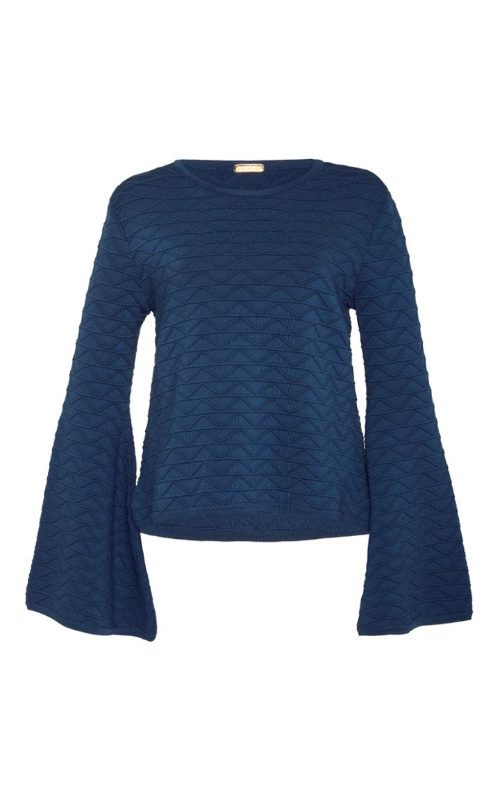 Pepa Pombo Trumpet Sleeve Textured Top