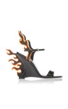 Prada Flame Patent Leather Wedge Sandals