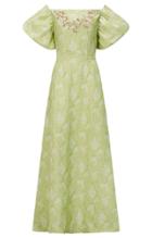 Razan Alazzouni Puffed Sleeve Jacquard Gown