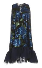 Delpozo Ruffled Floral Sequined Tulle Dress