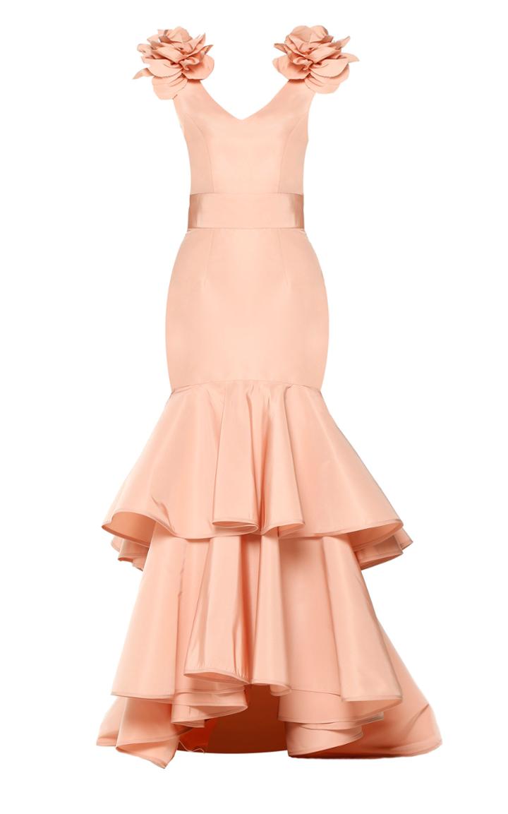 Bambah Blush Ruffle Flower Gown