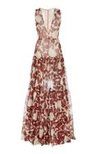 Moda Operandi Oscar De La Renta Printed Silk Gown Size: 4