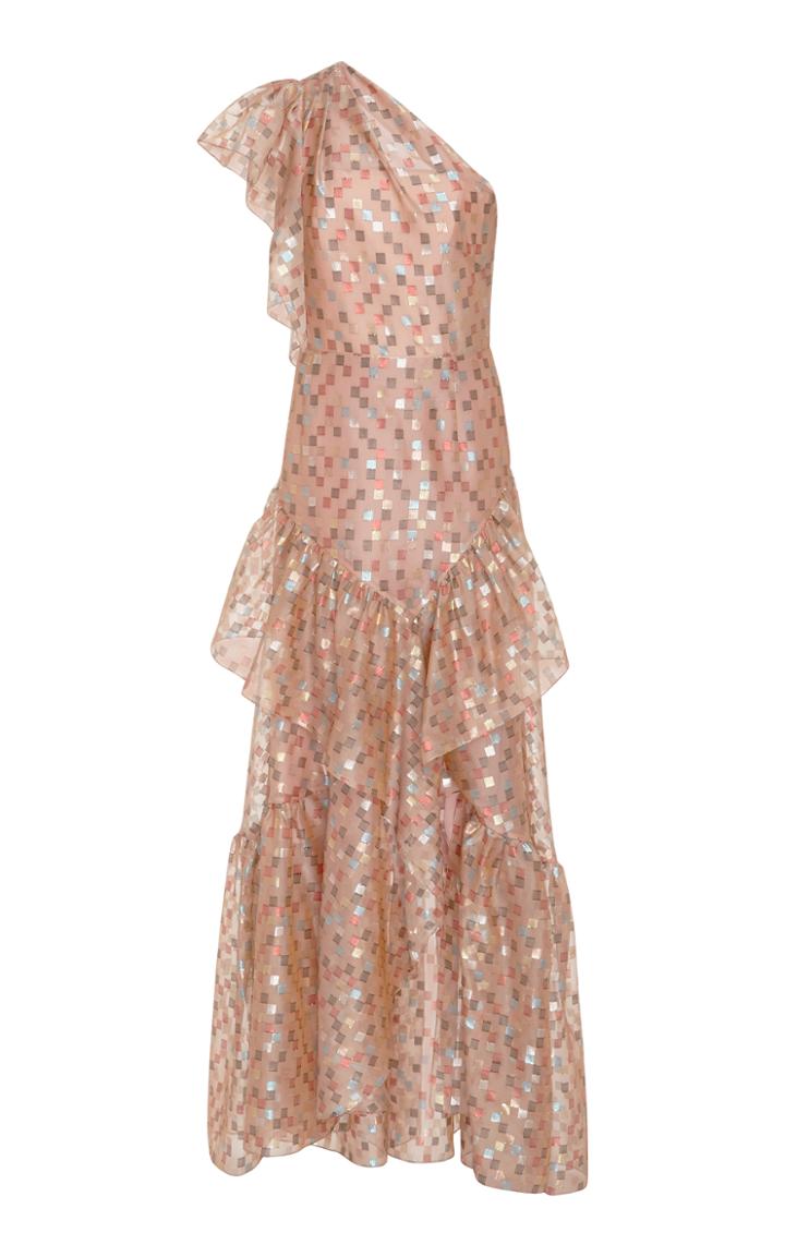 Peter Pilotto One-shoulder Embellished Ruffled Gown