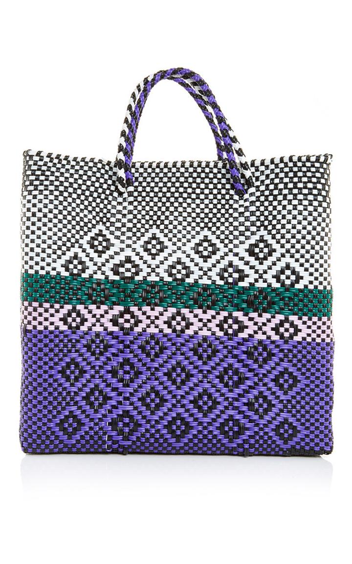 Truss Medium Woven Tote Sunset In Purple
