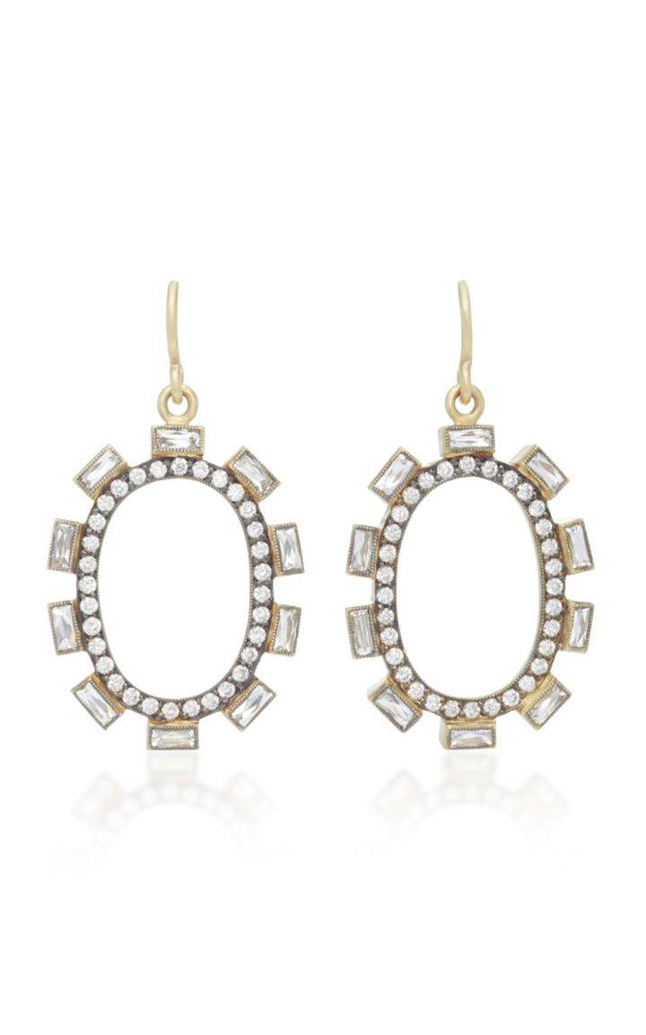 Sylva & Cie Oval Diamond Petal Earrings