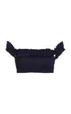 Suboo Navy Shirred Off Shoulder Bandeau