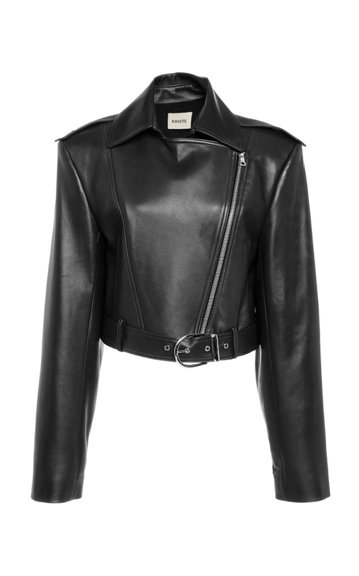 Khaite Jennifer Cropped Leather Biker Jacket