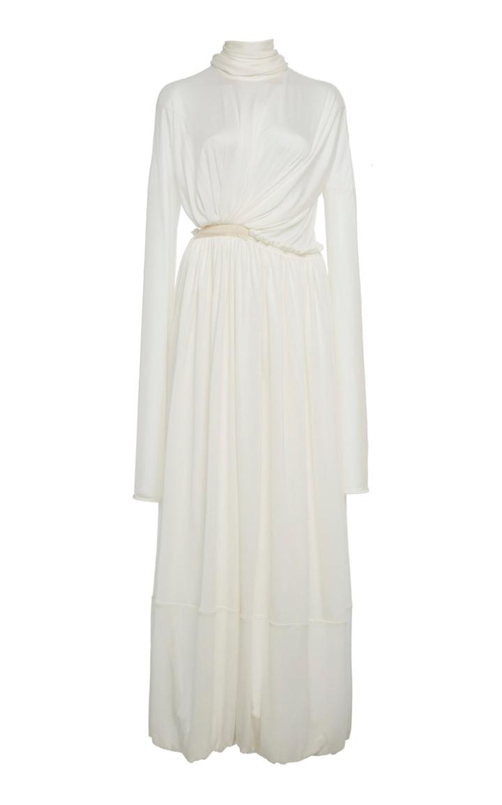 Moda Operandi Jil Sander Malani Ruched Silk Turtleneck Dress Size: 32