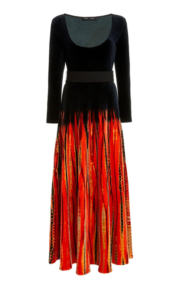 Proenza Schouler Belted Tie-dyed Velvet Maxi Dress