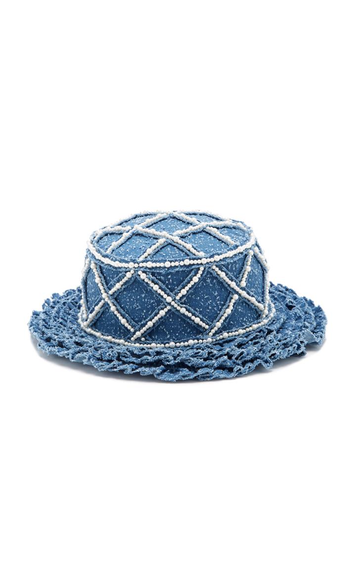 Laurence & Chico Denim Hat Hand-woven With Pearls