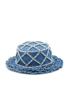 Laurence & Chico Denim Hat Hand-woven With Pearls