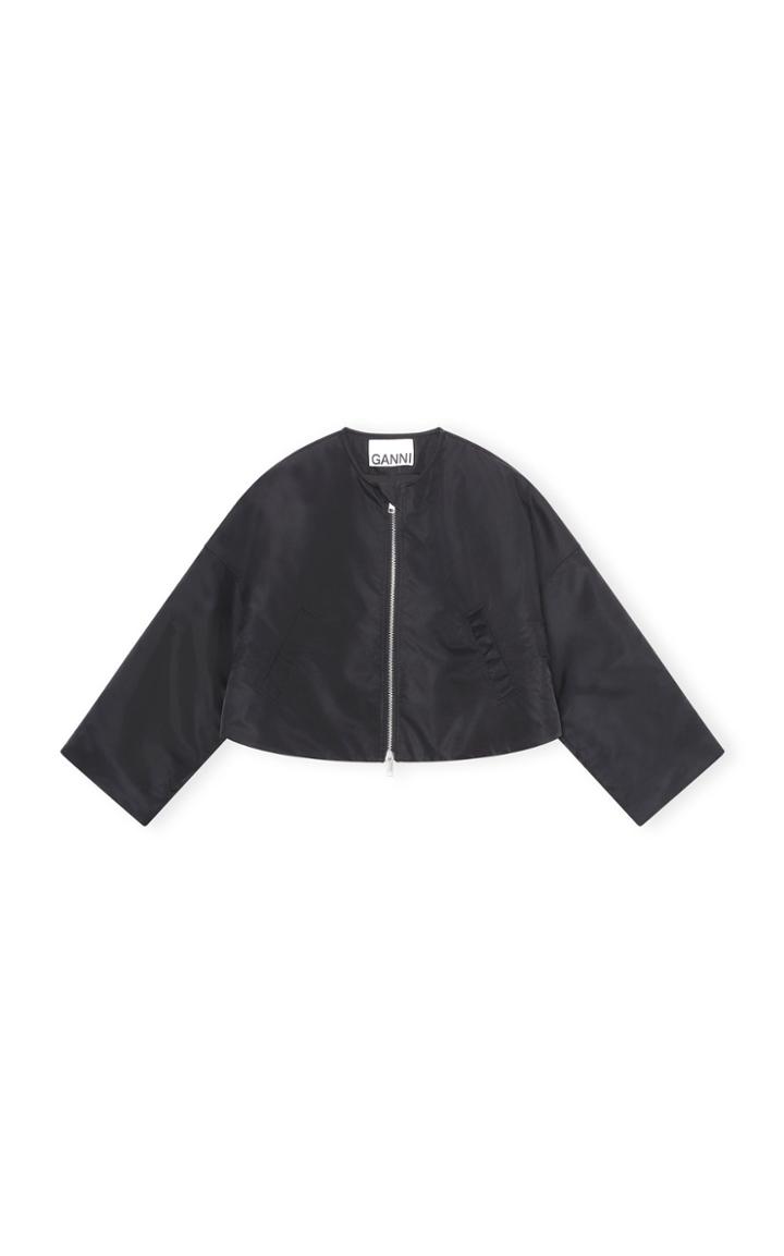 Moda Operandi Ganni Nylon Cropped Zipper Jacket