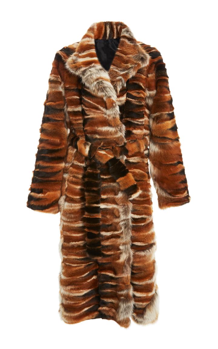 Rosetta Getty Long Wrap Fur Coat