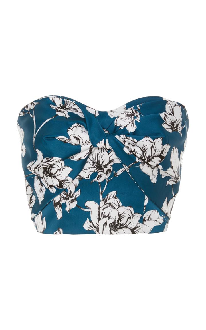 Amur Ona Floral-patterned Crepe De Chine Strapless Top