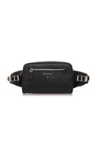 Prada Black Leather Hip Bag With Nylon Waistband