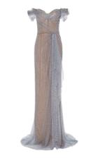 Marchesa Cold-shoulder Sequined Chiffon Dress