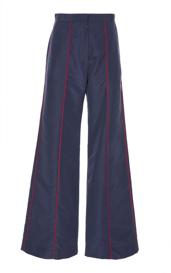 Loewe Contrast-piped Crepe De Chine Wide-leg Pants