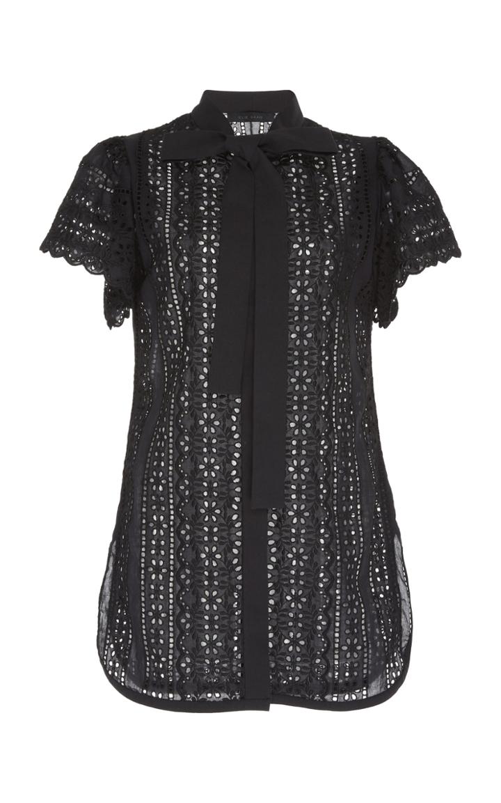 Elie Saab Embroidered Poplin Top