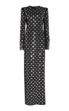 David Koma Embroidered Long Sleeve Gown