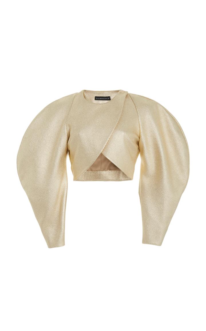 Moda Operandi Kalmanovich Metallic Puff Sleeve Crop Top