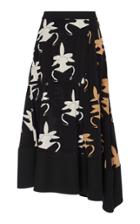 Tibi Asymmetric Orchid-print Silk Skirt