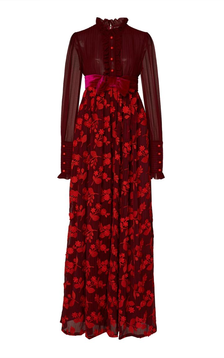 Anna Sui Embroidered Crinkle Stripe Jumpsuit
