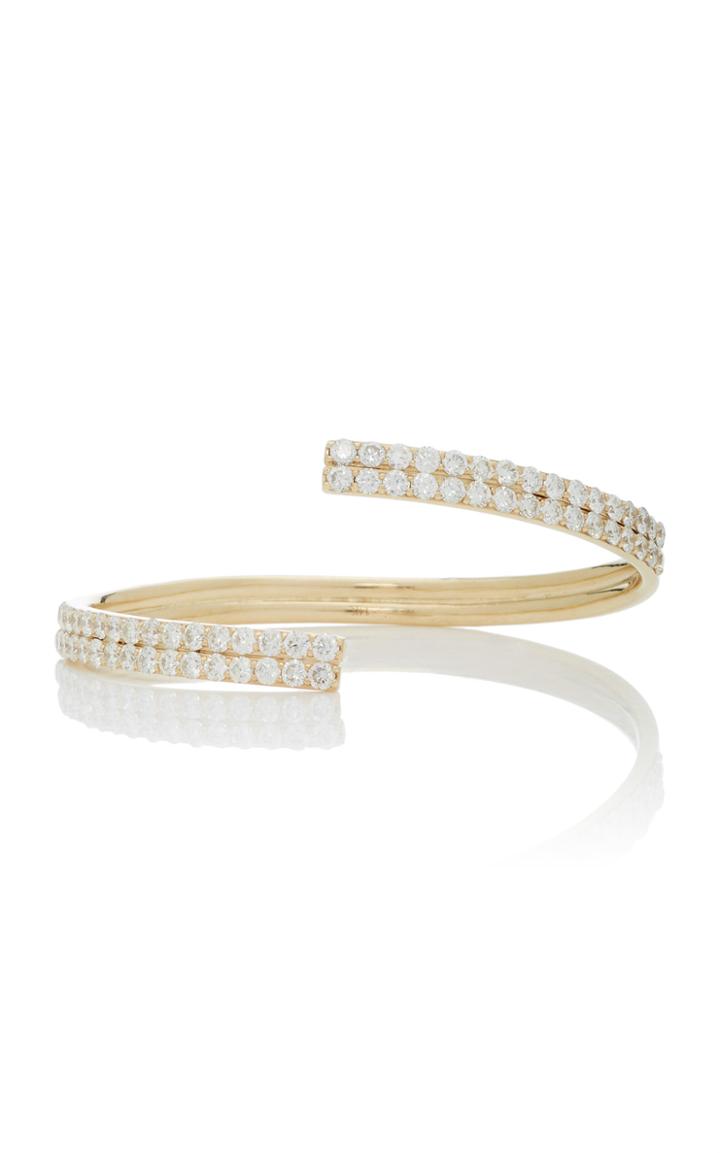 The Last Line 'bypass' 14k Yellow Gold And Diamond Wide Bracelet