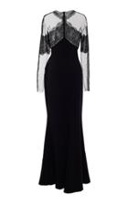 Yanina Demi Couture Floor Length Long Sleeve Wool Dress