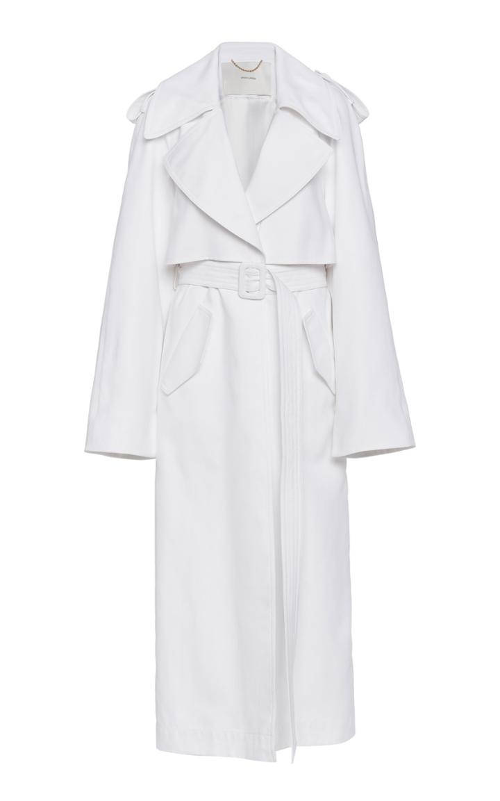 Adam Lippes Pleat Back Cotton Twill Trench Coat