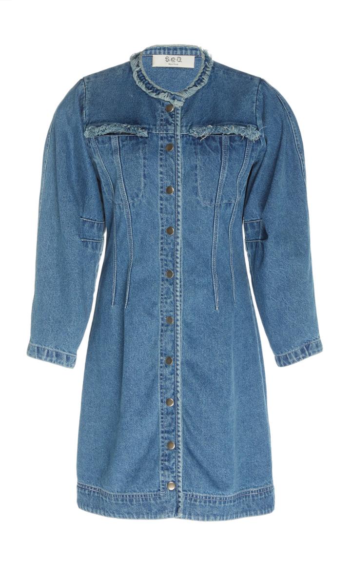 Sea Corseted Denim Mini Dress