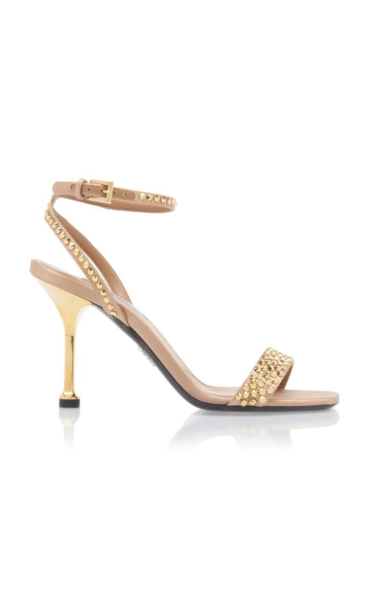 Prada Crystal-embellished Leather Sandals Size: 40
