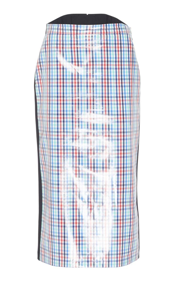 Pushbutton Corseted-back Pencil Skirt