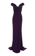 Pamella Roland Amethyst Stretch Crepe Gown