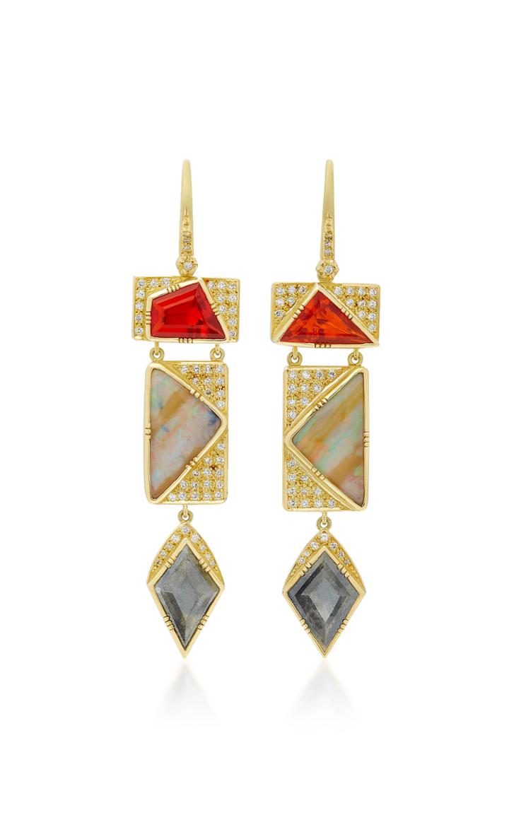 Brooke Gregson Barragan Fire Opal Diamond And Boulder Opal Earrings