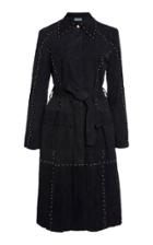 Moda Operandi Alberta Ferretti Wrinkled Suede Studded Long Coat Size: 36