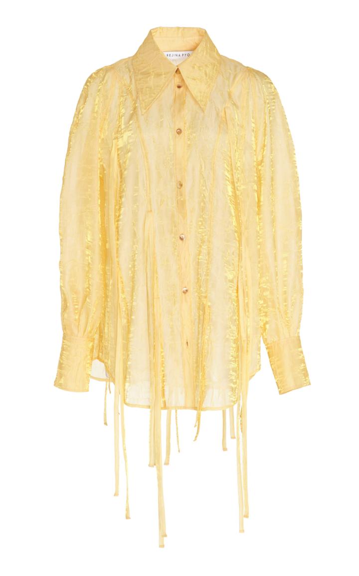 Rejina Pyo Lana Collared Organza Crinkle Fabric-trimmed Shirt