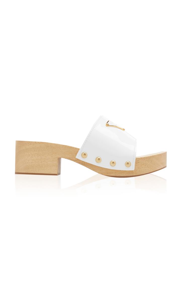 Prada Embellished Patent Leather Platform Sandals