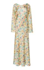 Paco Rabanne Cape-detailed Printed Satin Maxi Dress