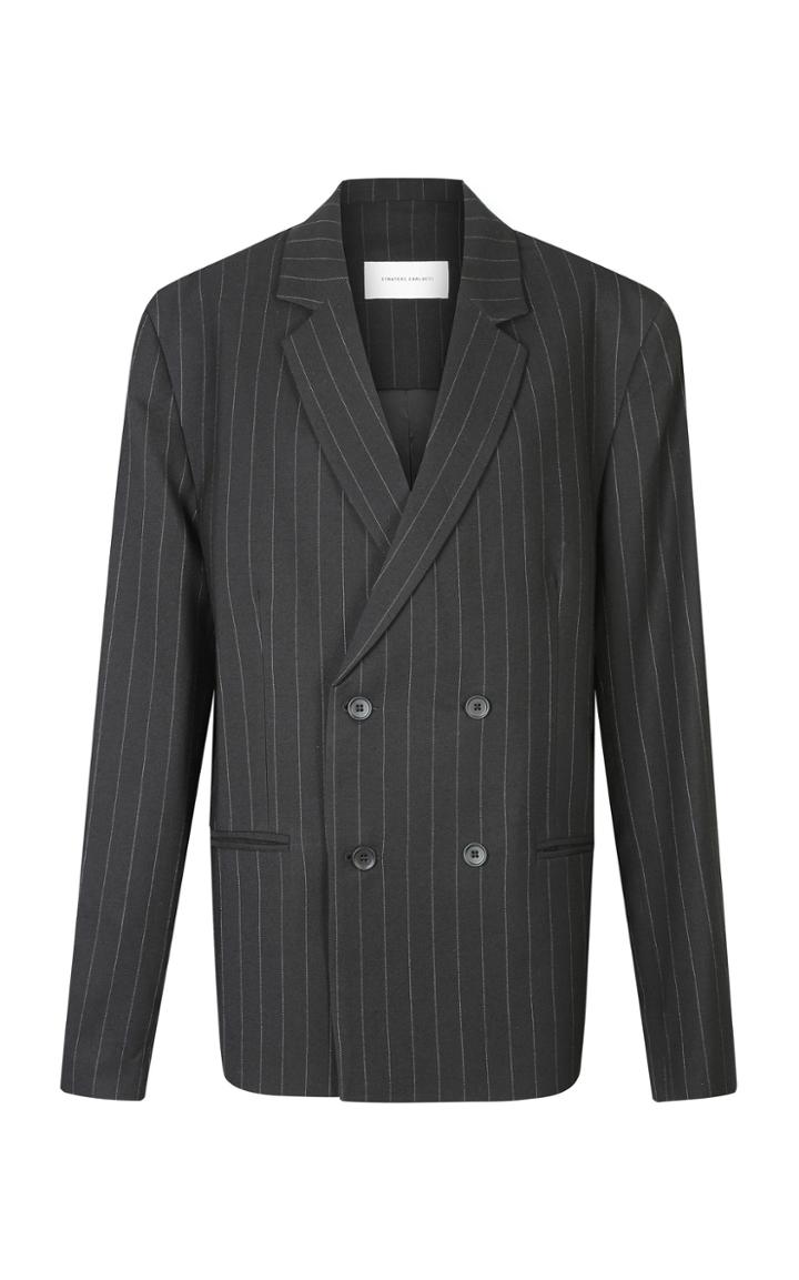 Strateas Carlucci Black Macro Plated Double Breasted Blazer