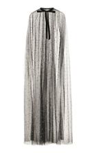 Monique Lhuillier Pearl Embellished Tulle Gathered Cape